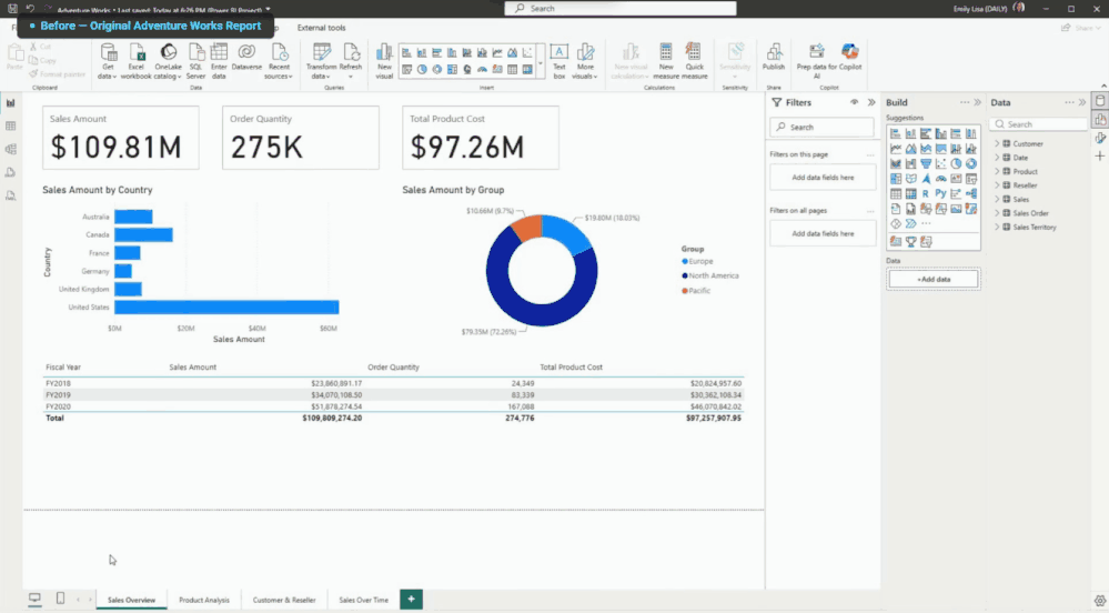 Power BI report modernization with report design skill