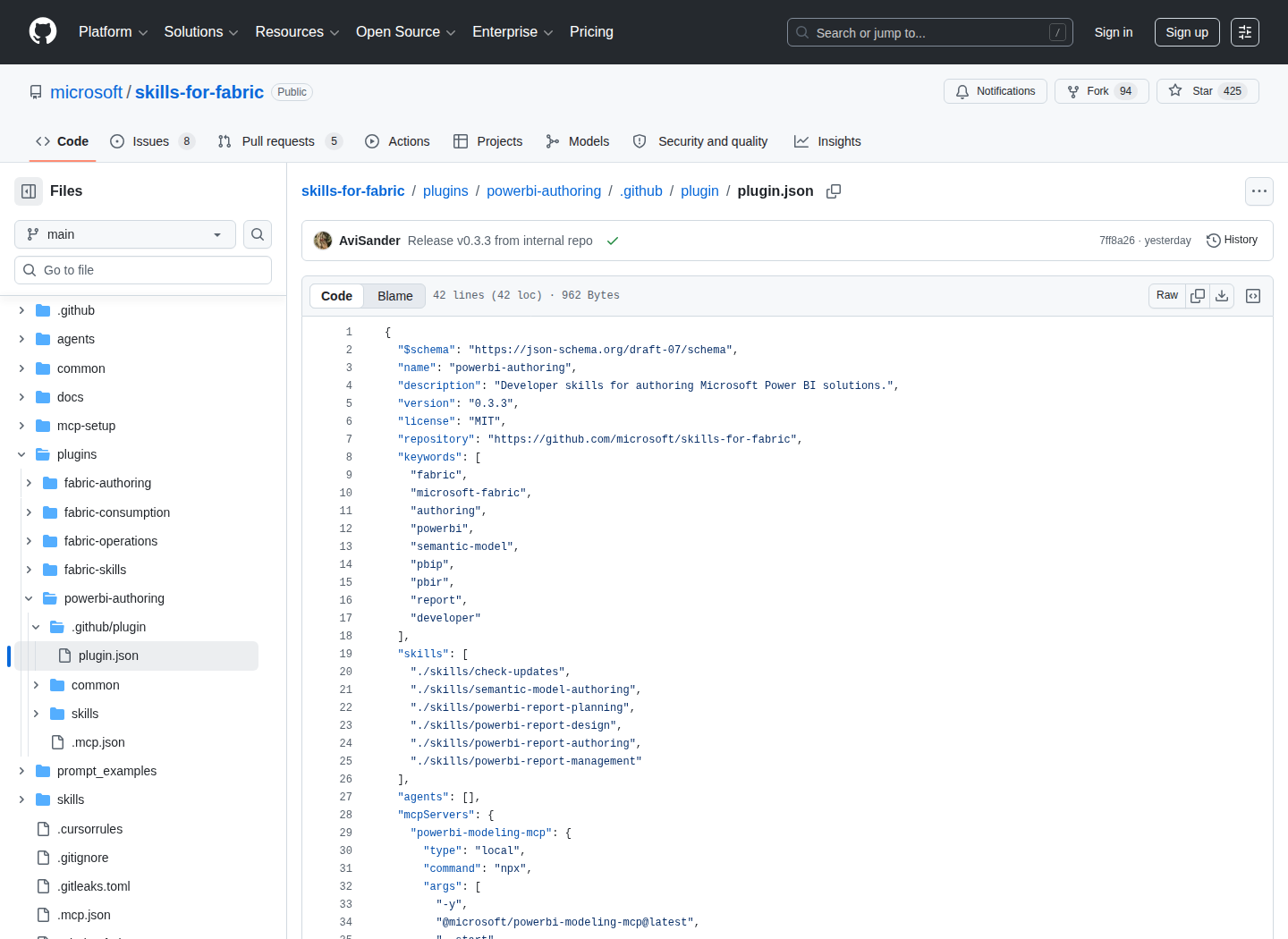 Power BI plugin manifest screenshot